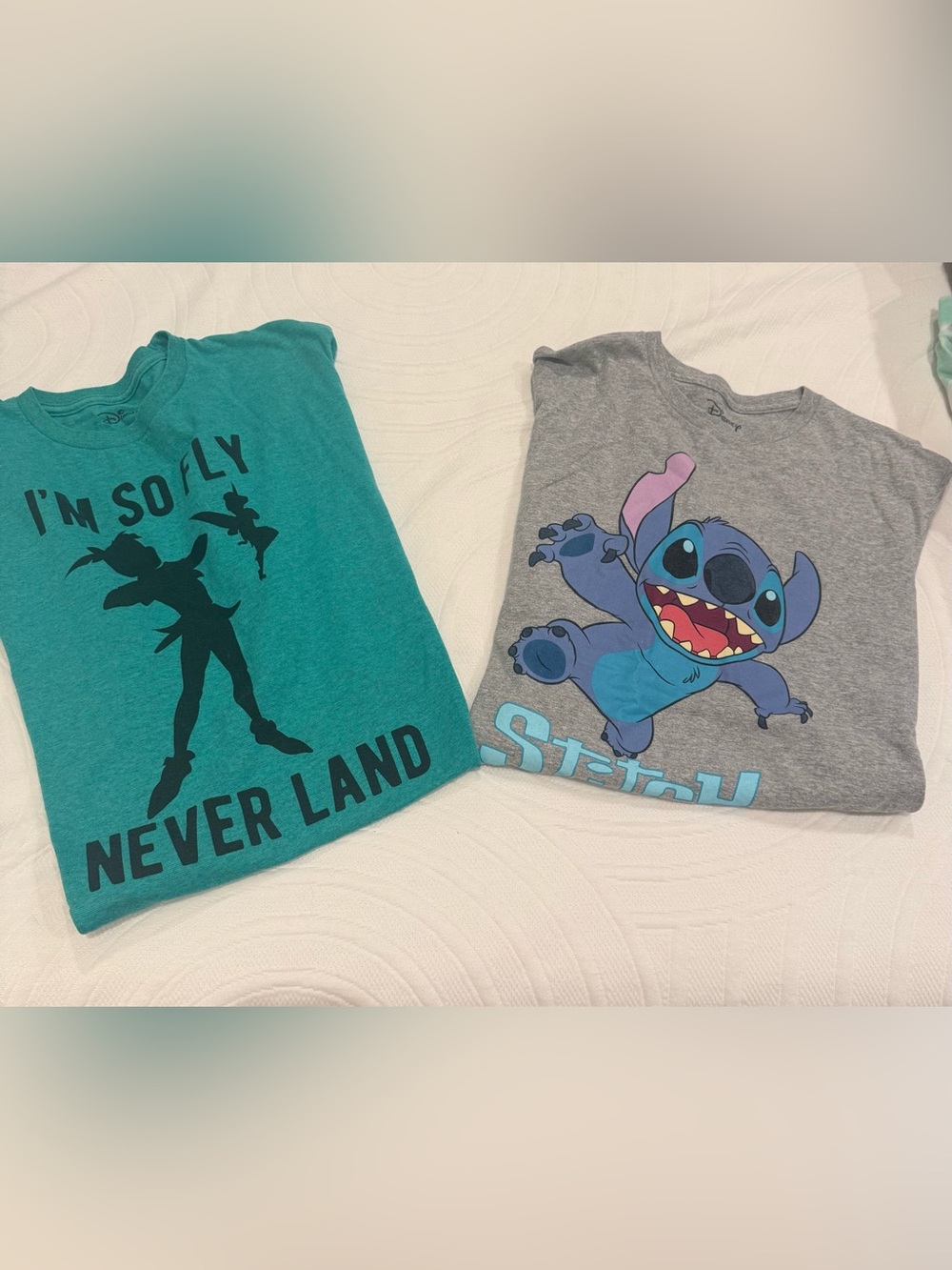 Disney Kids Graphic Tees in Teal and Gray - Peter Pan & Stitch